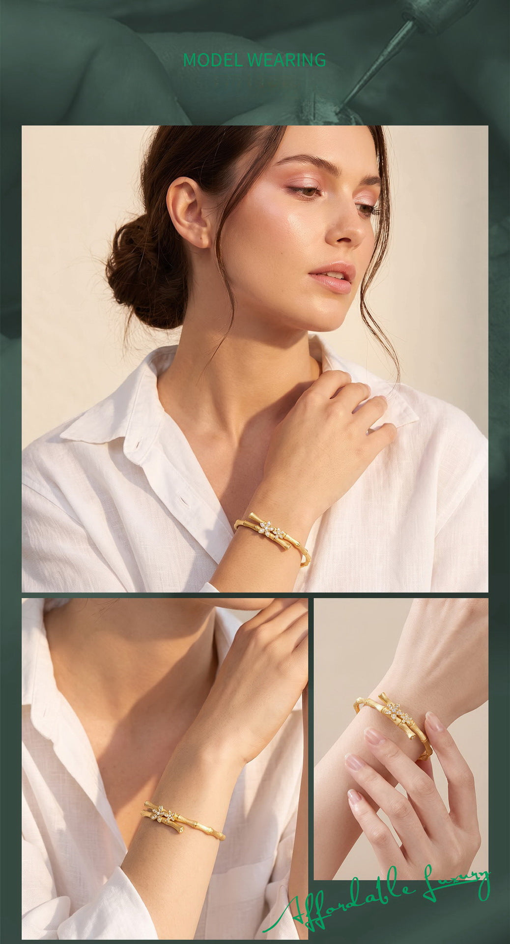 Additional view 6 of the VYLOREN Bamboo Knot Flower Bracelet