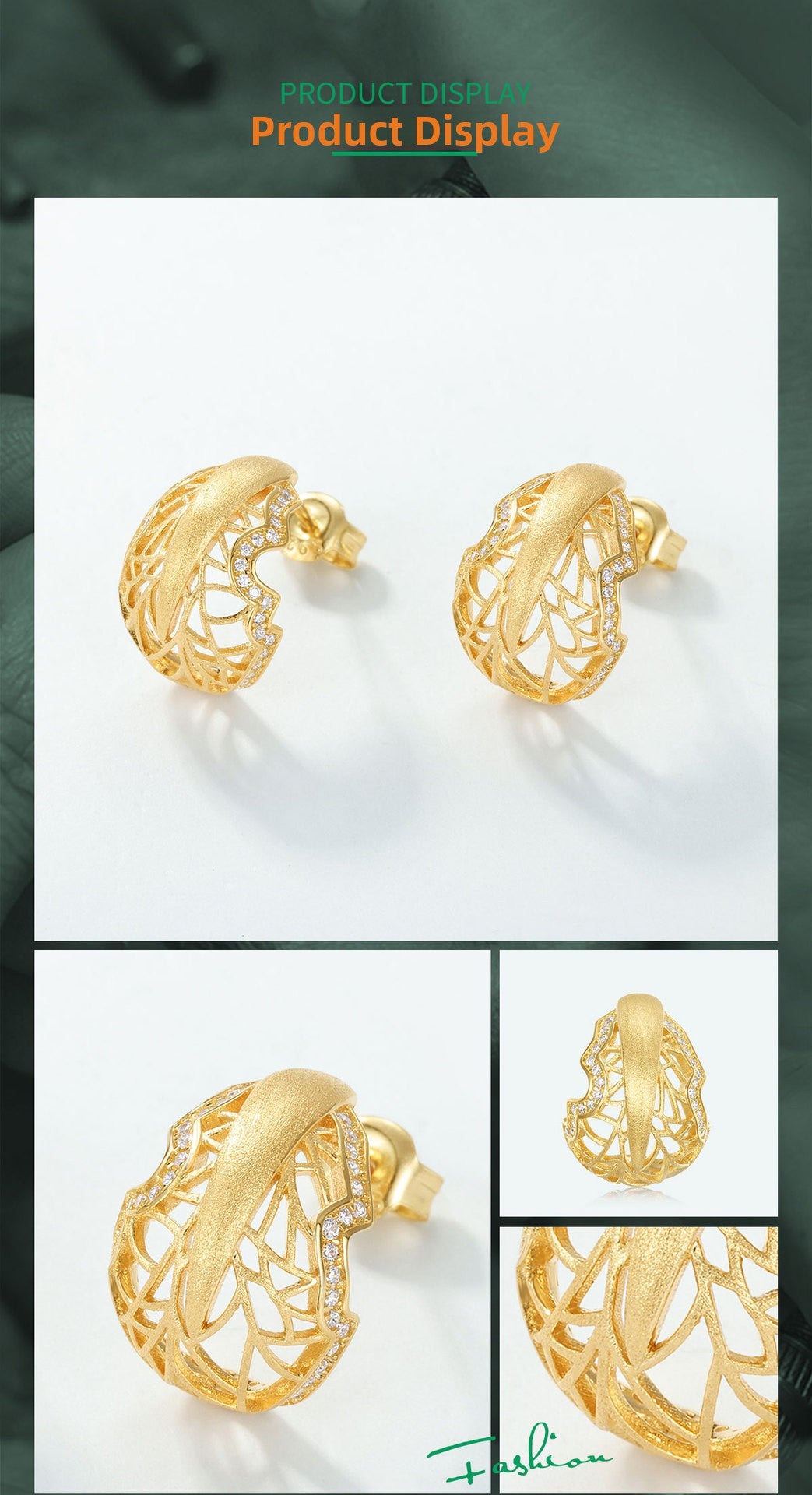 Additional view 8 of the VYLOREN Vintage Lace Leaf Earrings