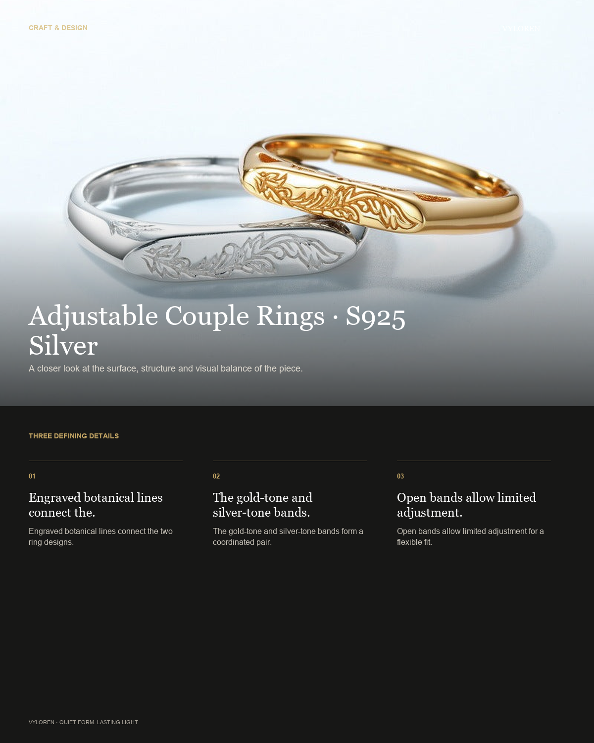 VYLOREN Adjustable Couple Rings craft and design card