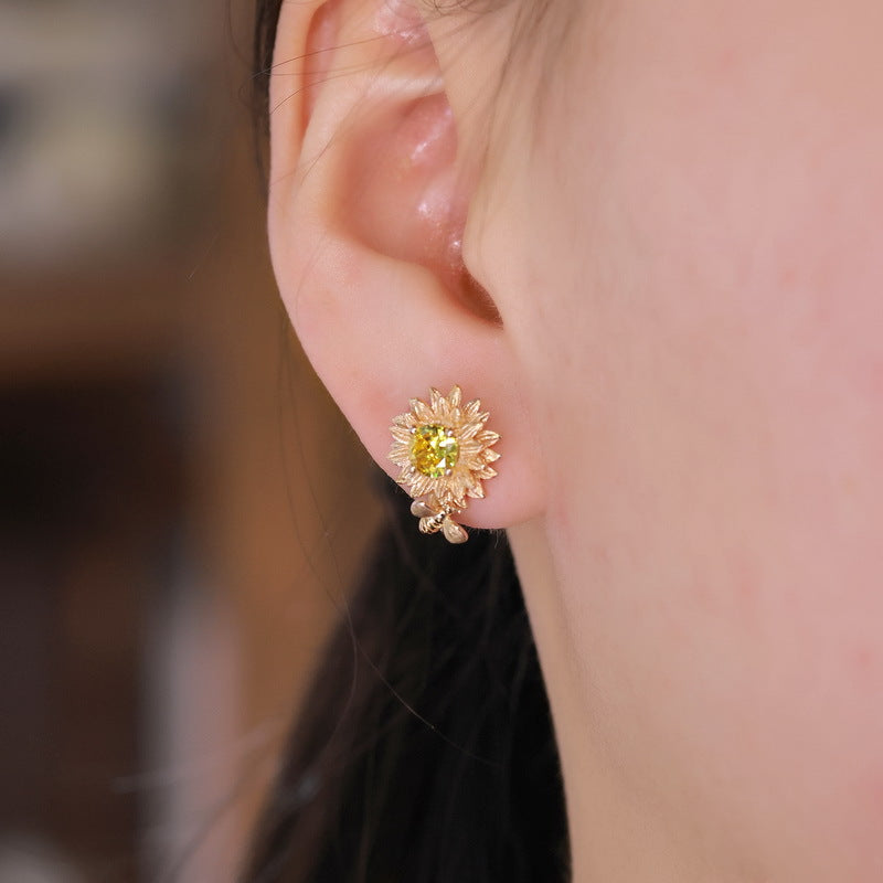Additional view 5 of the Yellow Crystal Sunflower Earrings