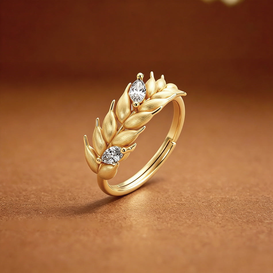 Additional view 6 of the VYLOREN Brushed Wheat Leaf Ring