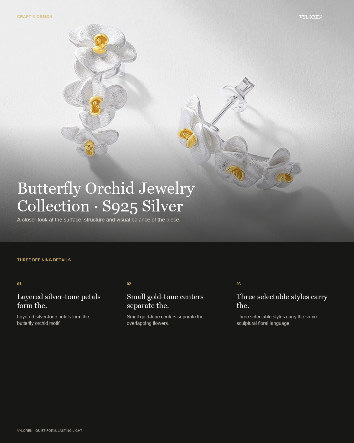 VYLOREN Butterfly Orchid Jewelry Collection craft and design card