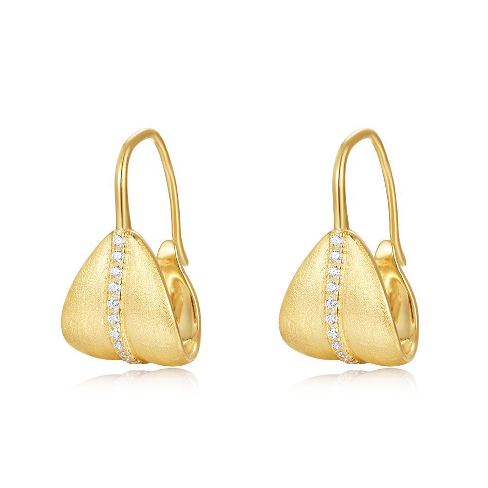 Vintage Sandblasted Drop Earrings in Gold-Plated S925 Silver