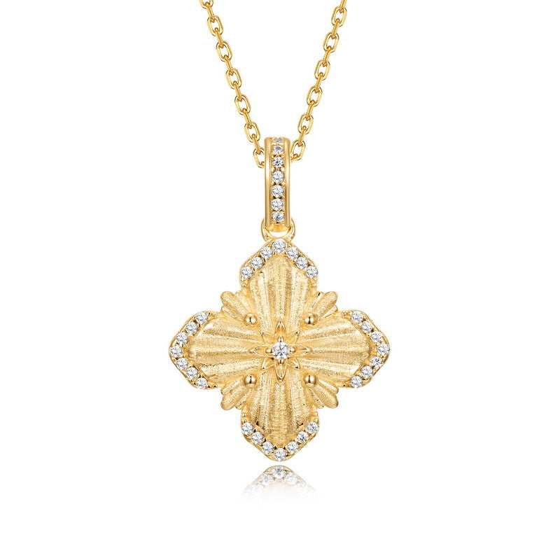 VYLOREN Four-Leaf Clover Pendant Necklace in gold-plated S925 sterling silver