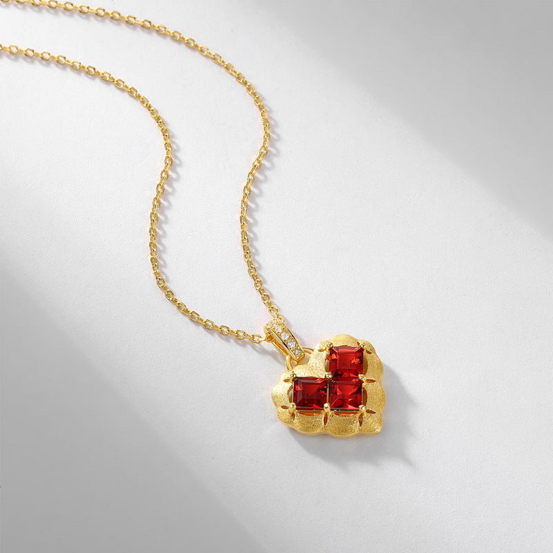 Additional view 10 of the VYLOREN Heart Garnet Pendant Necklace