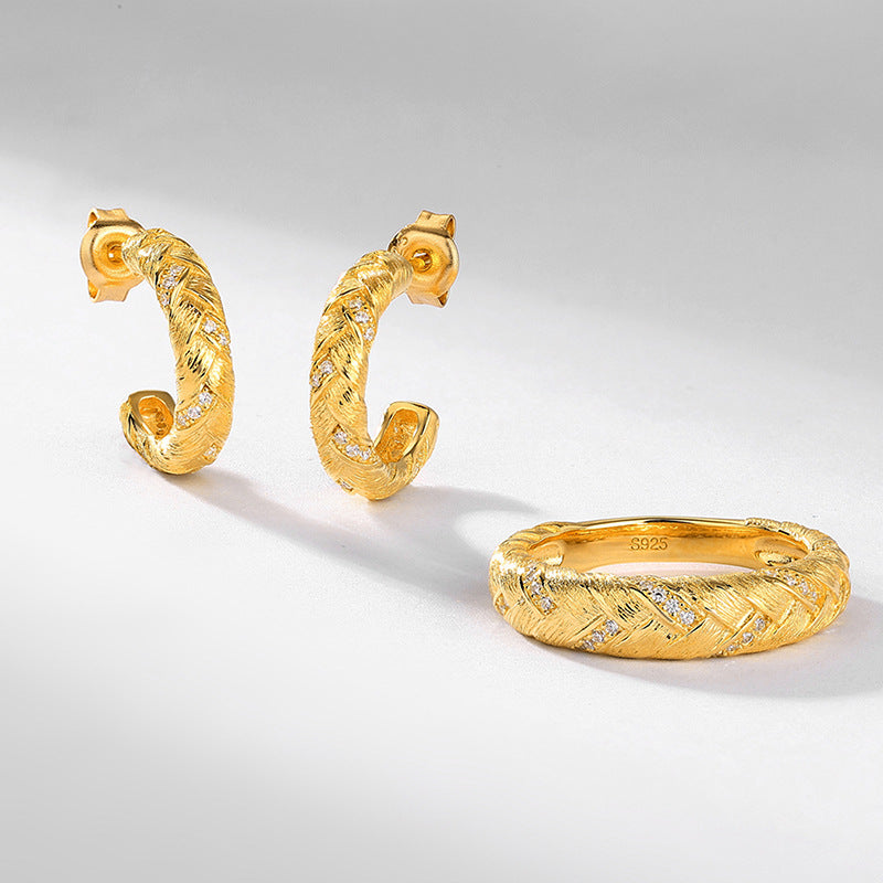 Additional view 5 of the VYLOREN Woven Wheat Ear Frosted Ring
