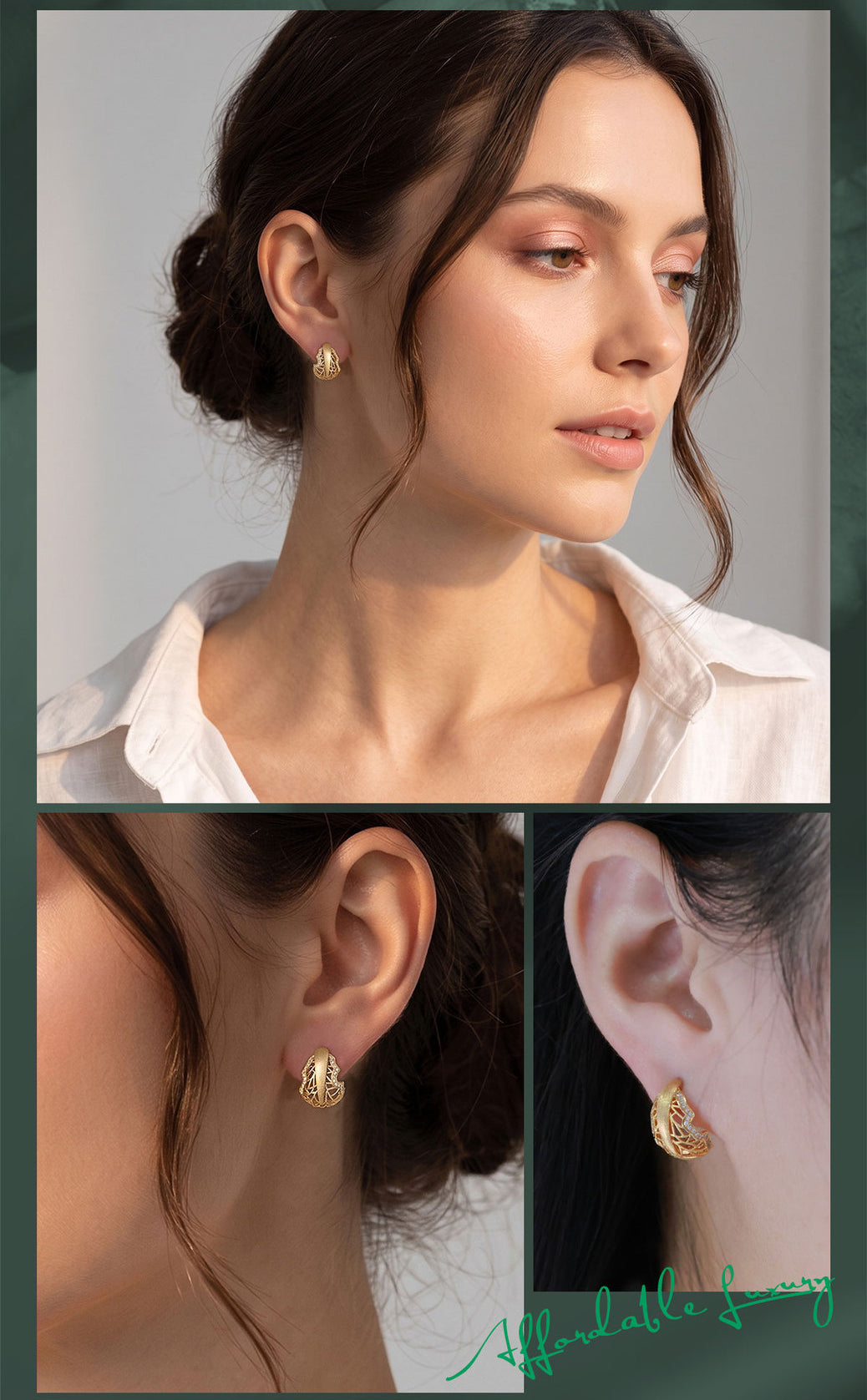 Additional view 9 of the VYLOREN Vintage Lace Leaf Earrings