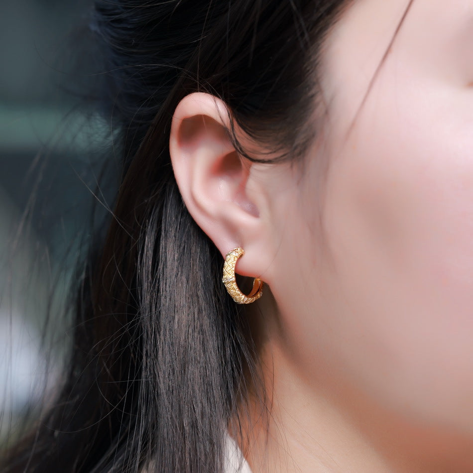 Additional view 7 of the VYLOREN Woven C-Hoop Earrings