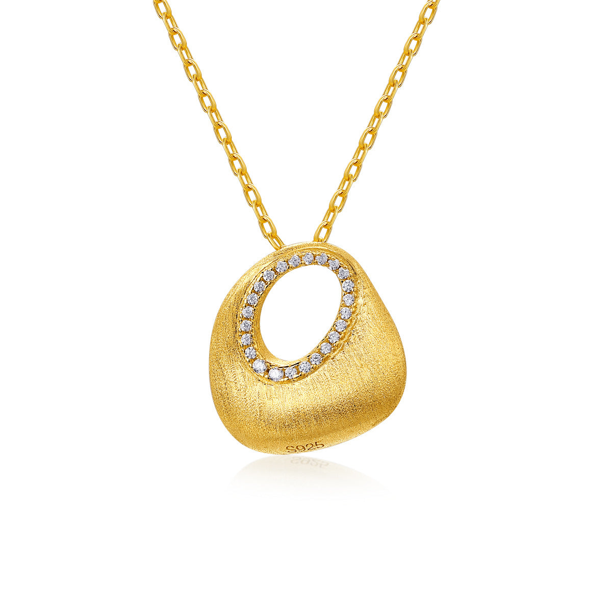 VYLOREN Irregular Brushed Pendant Necklace in gold-plated S925 sterling silver