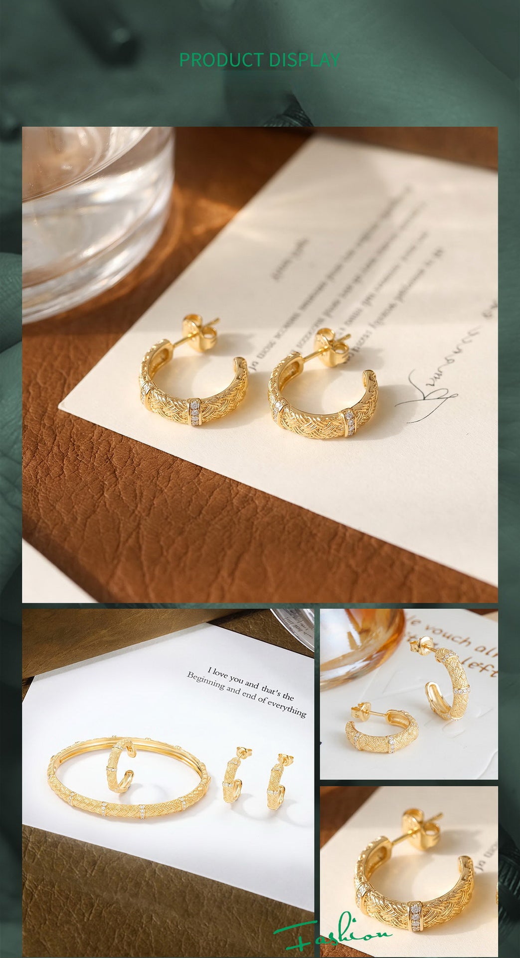 Additional view 5 of the VYLOREN Woven C-Hoop Earrings