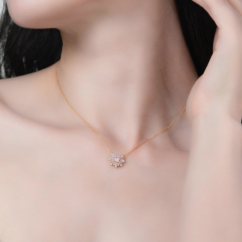Additional view 12 of the Pink Pavé Sunflower Necklace
