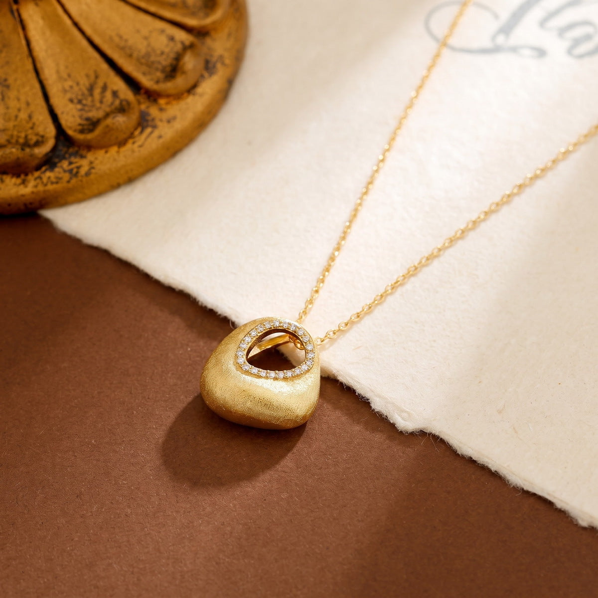 Additional view 3 of the VYLOREN Irregular Brushed Pendant Necklace
