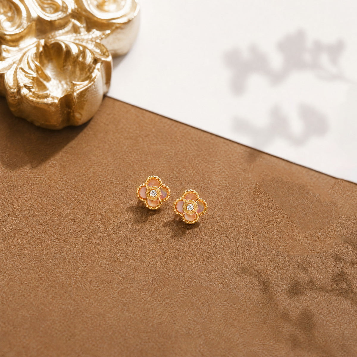 Additional view 3 of the Four-Leaf Clover Shell Earrings