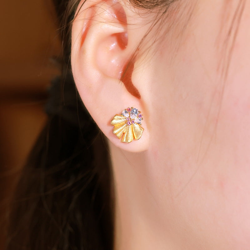 Additional view 2 of the Brushed Floral Drop Earrings