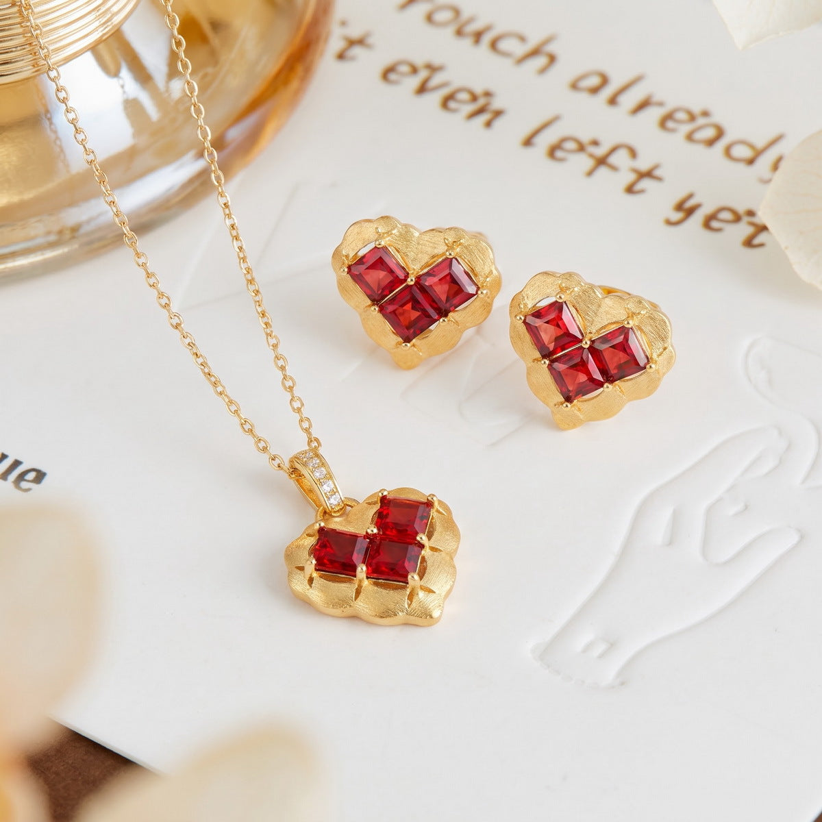 Additional view 4 of the VYLOREN Heart Garnet Pendant Necklace