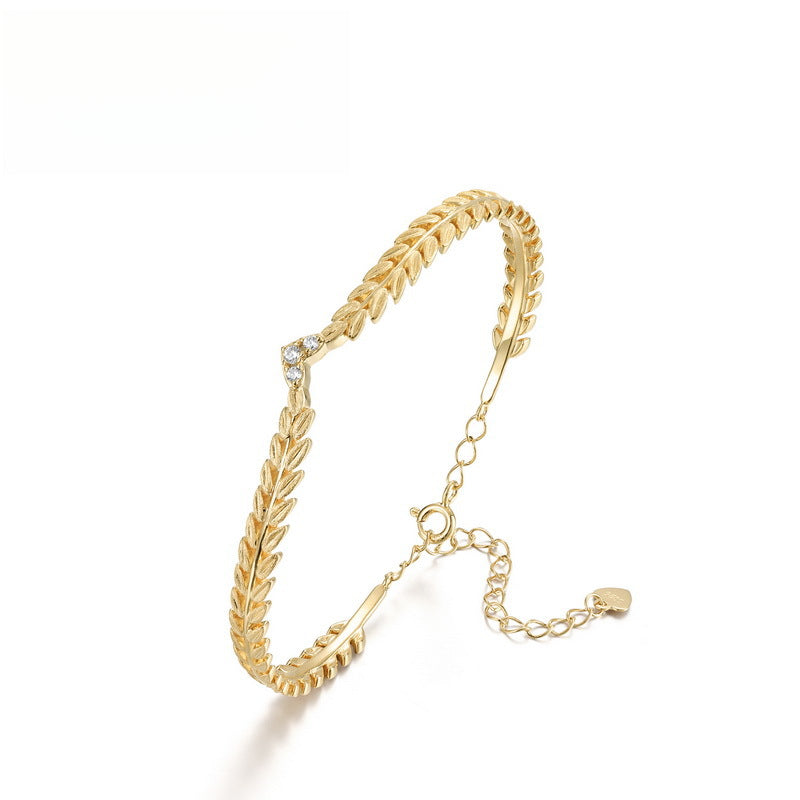 VYLOREN Vintage Olive Branch Bracelet in gold-plated S925 sterling silver