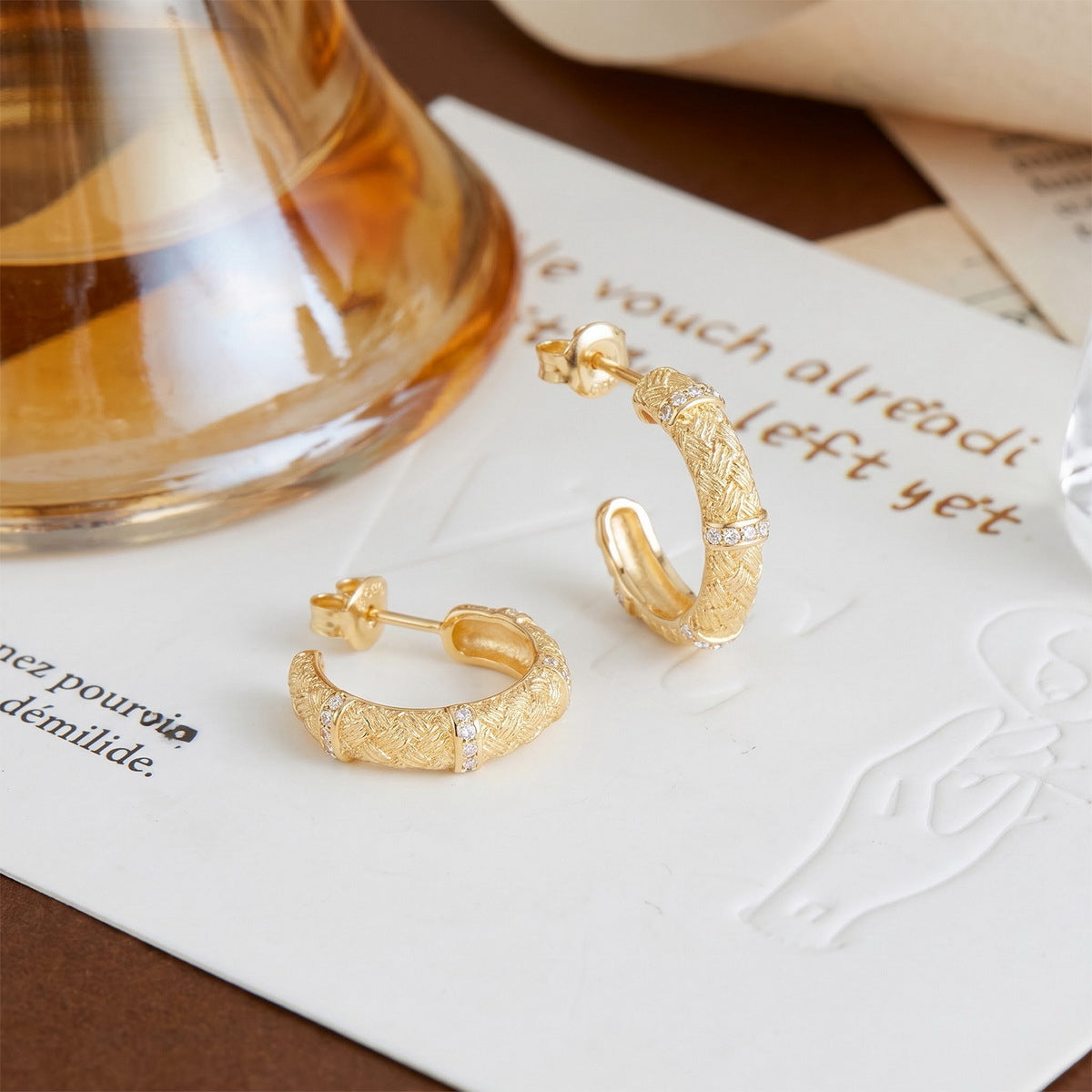 Additional view 2 of the VYLOREN Woven C-Hoop Earrings