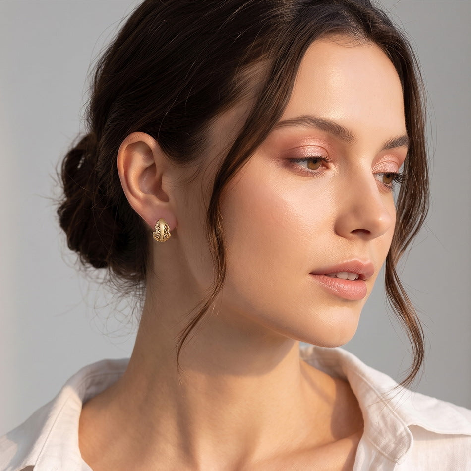 Additional view 3 of the VYLOREN Vintage Lace Leaf Earrings
