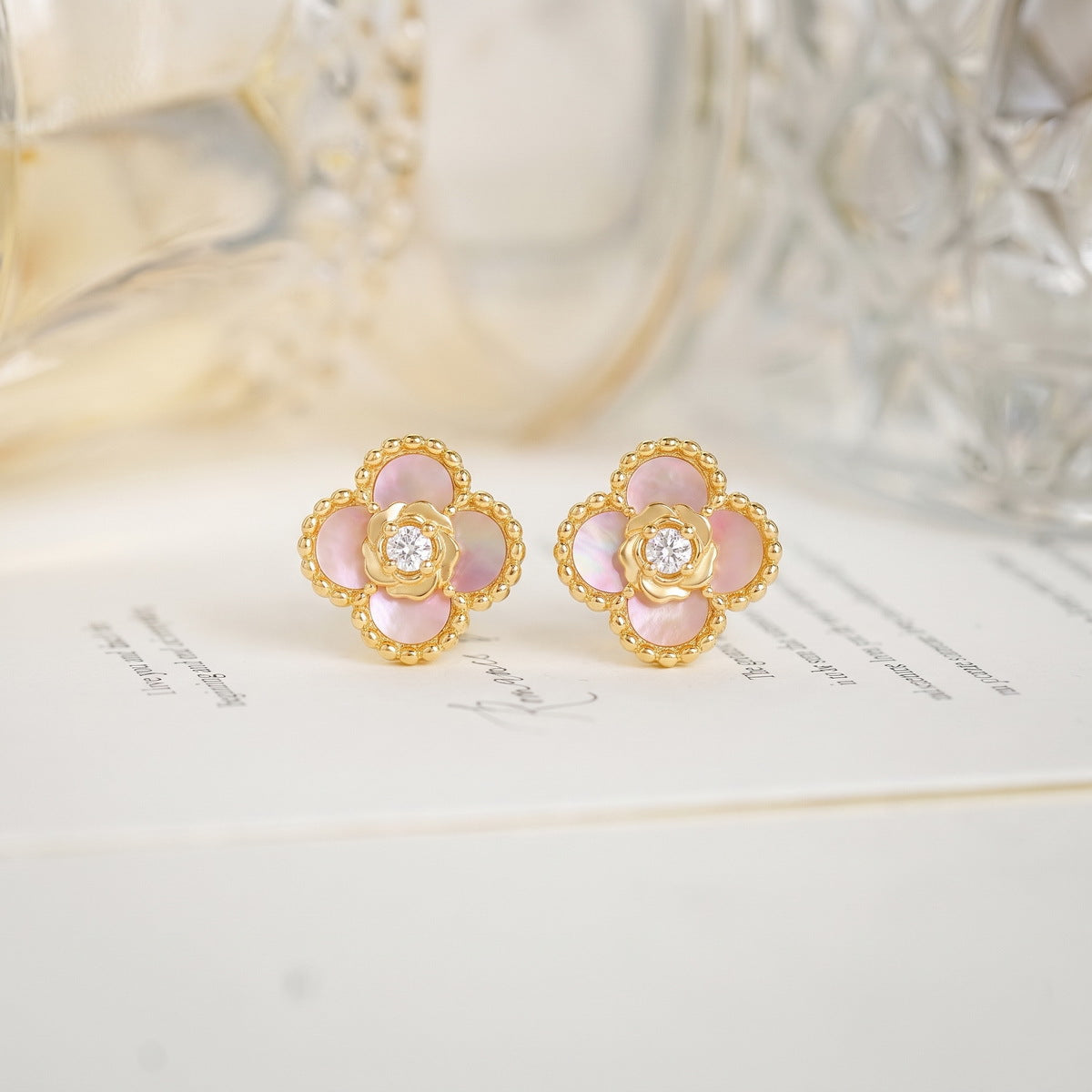 Additional view 2 of the Four-Leaf Clover Shell Earrings