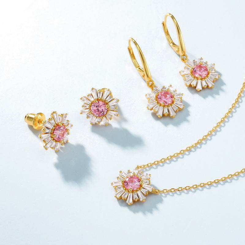 Additional view 6 of the Pink Pavé Sunflower Necklace