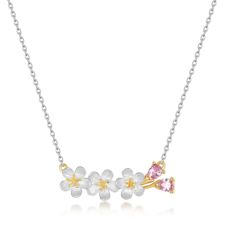 Jasmine Flower Necklace in Two-Tone S925 Silver