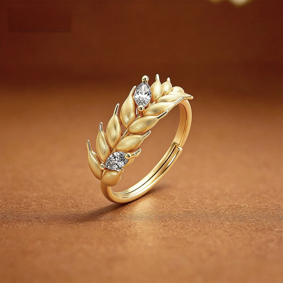 Additional view 2 of the VYLOREN Brushed Wheat Leaf Ring