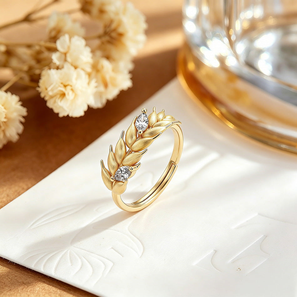 Additional view 8 of the VYLOREN Brushed Wheat Leaf Ring