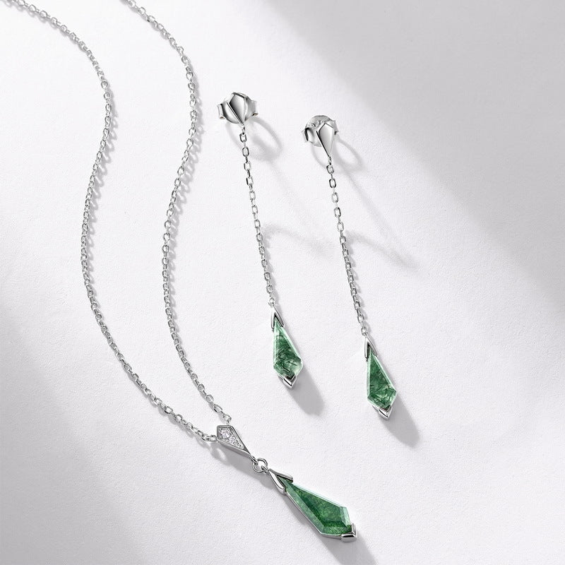 Additional view 11 of the VYLOREN Moss Green Drop Earrings