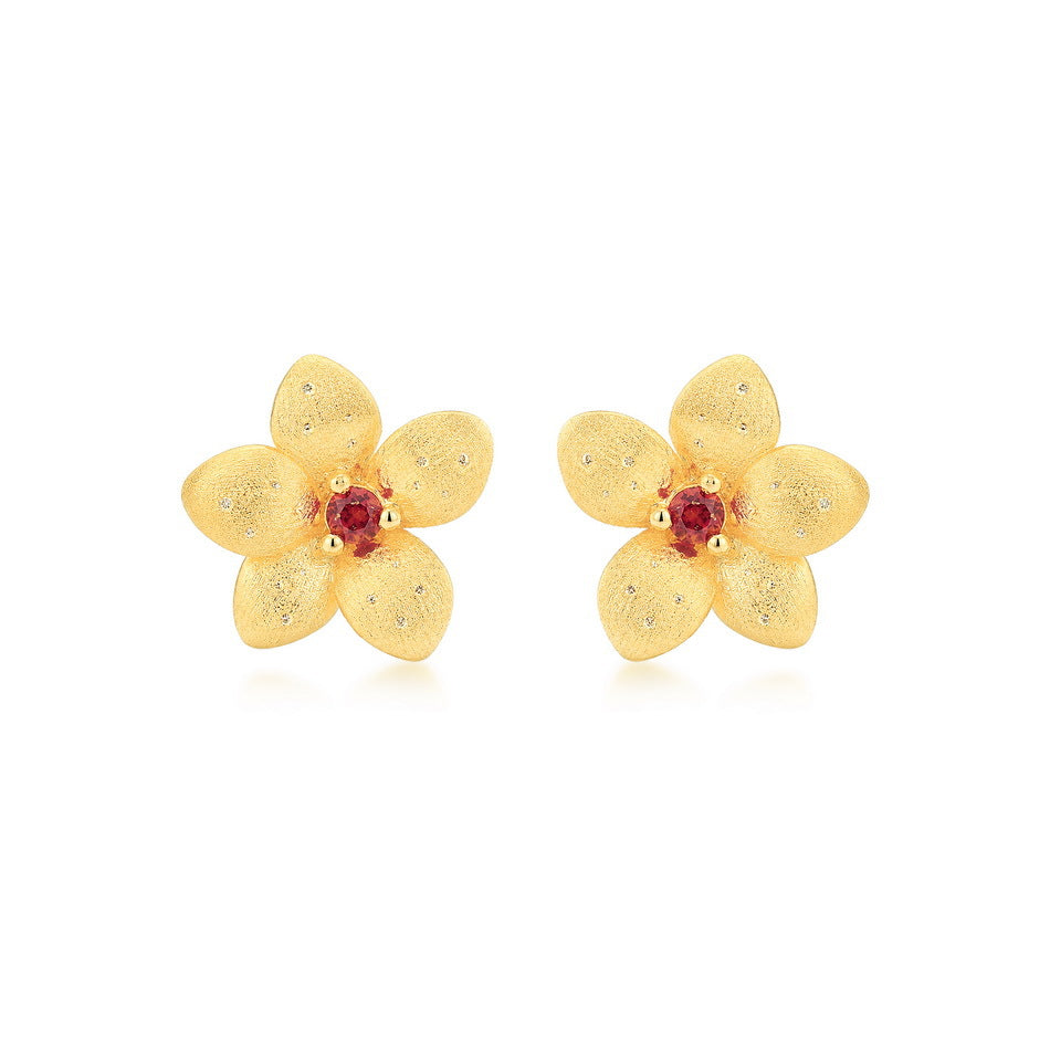 Additional view 7 of the VYLOREN Flower Garnet Earrings
