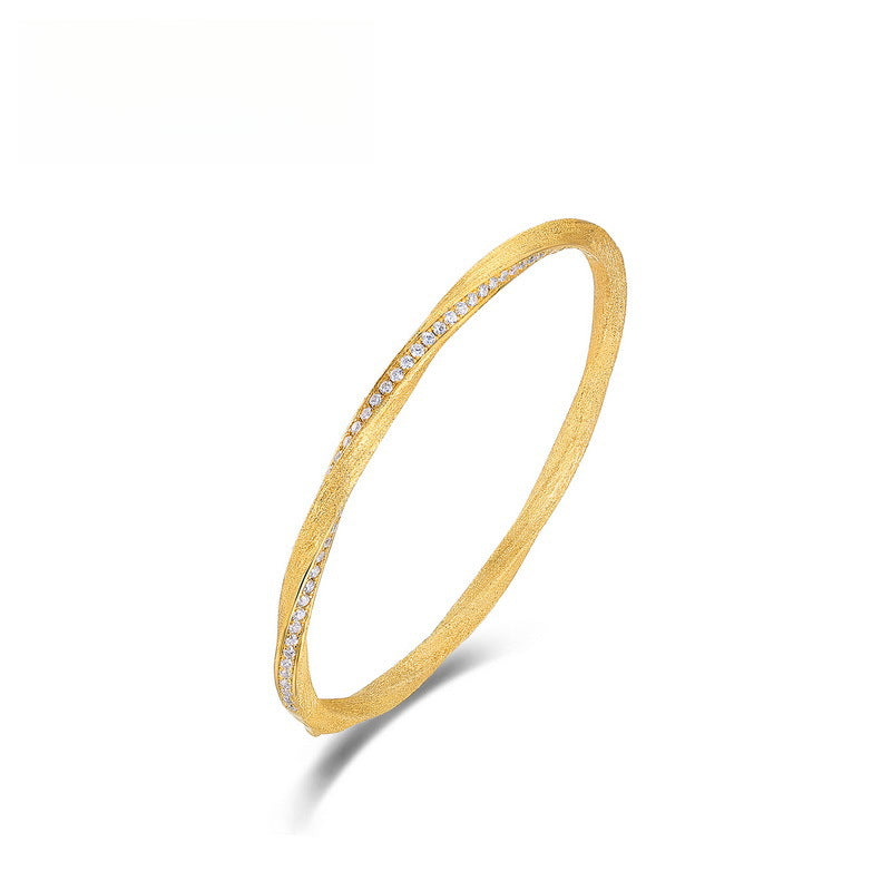 VYLOREN Möbius Zircon Bangle in gold-plated S925 sterling silver