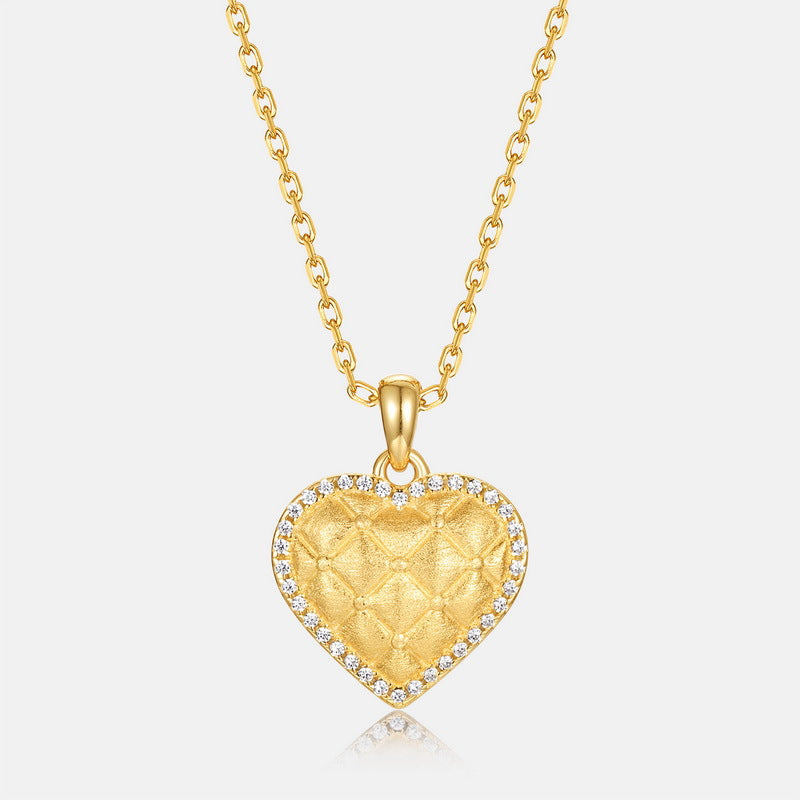 Front view of the gold-plated heart pendant and chain