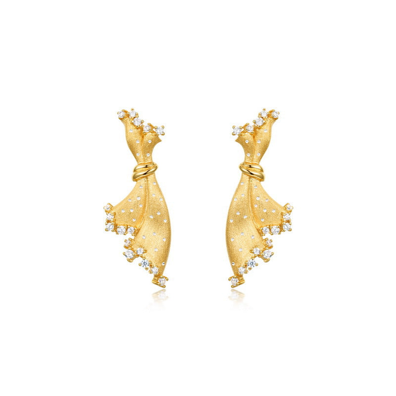 VYLOREN Mini Skirt Brushed Earrings in gold-plated S925 sterling silver
