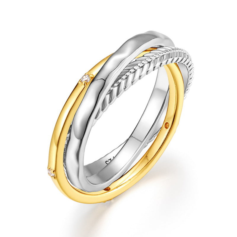Two-Tone Twisted Ring in S925 Silver