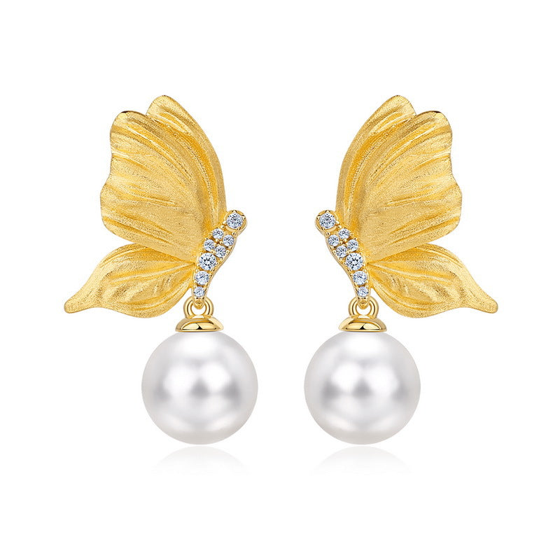 Additional view 5 of the VYLOREN Butterfly Pearl Earrings