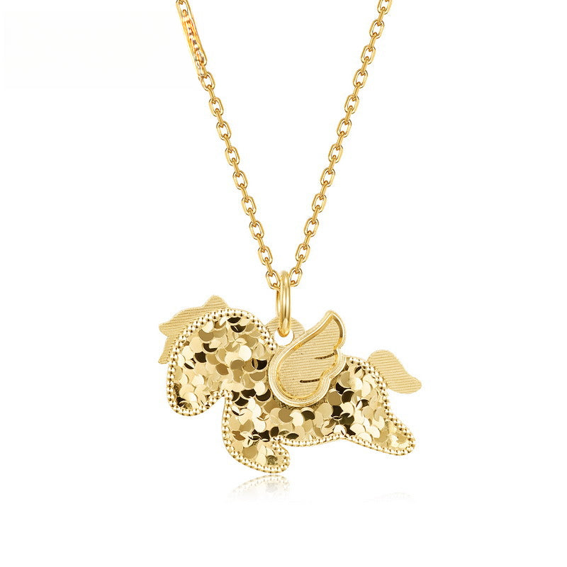 VYLOREN Crushed Ice Unicorn Necklace in gold-plated S925 sterling silver