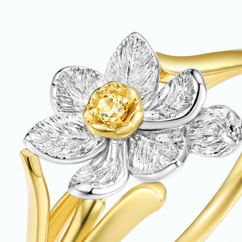 Narcissus Flower Gift Ring brushed floral detail