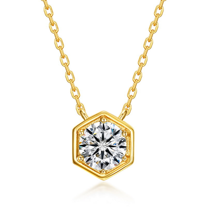April moissanite hexagon birthstone pendant necklace
