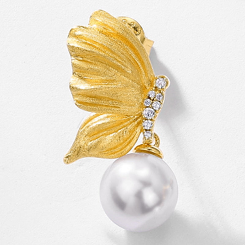 Additional view 4 of the VYLOREN Butterfly Pearl Earrings