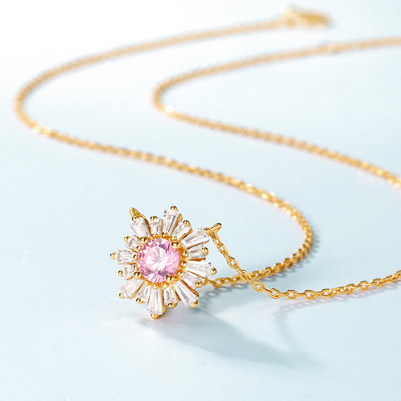 Additional view 4 of the Pink Pavé Sunflower Necklace