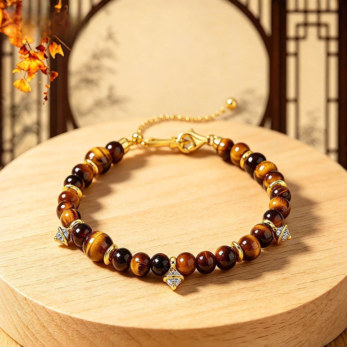 Additional view 2 of the VYLOREN Tiger's Eye Tassel Bracelet