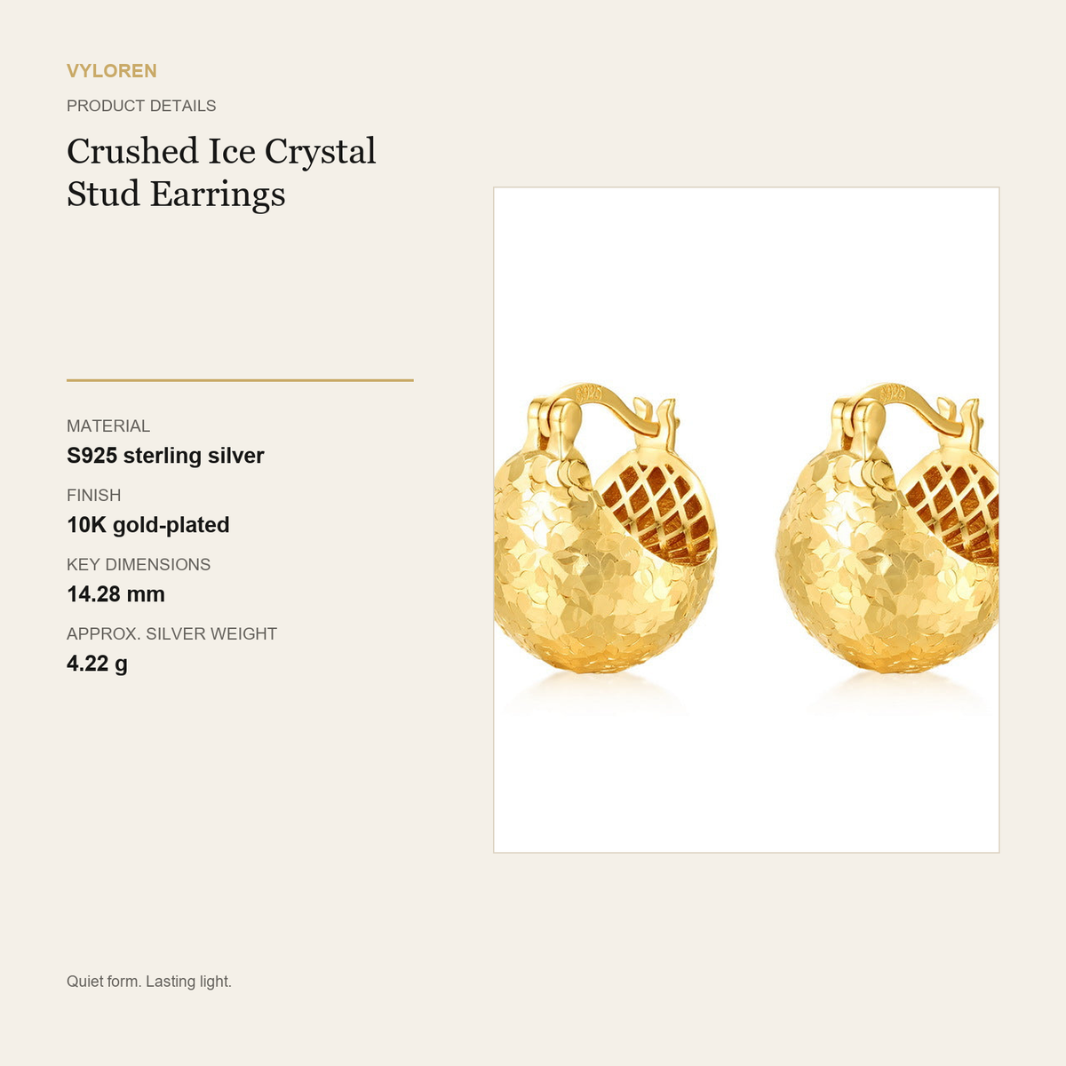 VYLOREN Crushed Ice Crystal Stud Earrings product details card