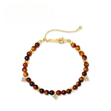 Tiger's Eye Stone (round with 4mm through hole)
