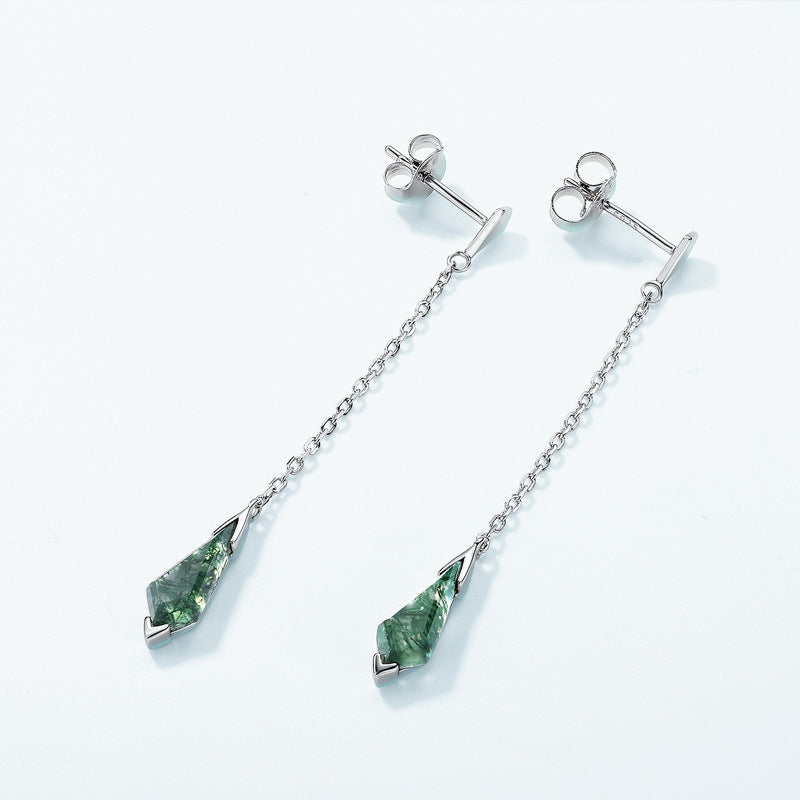 Additional view 10 of the VYLOREN Moss Green Drop Earrings