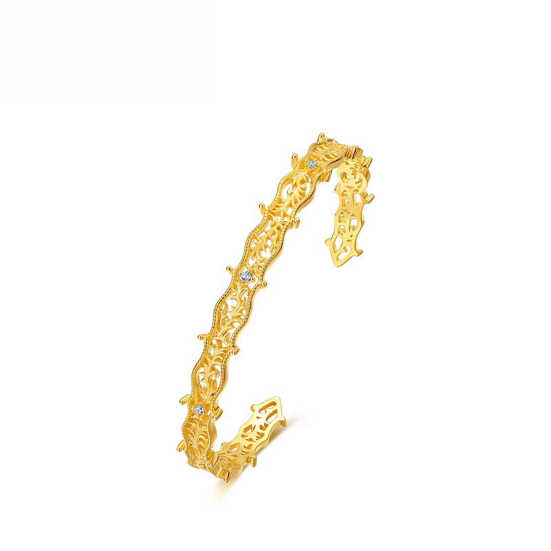 VYLOREN Vintage Hollow Lace Bracelet in gold-plated S925 sterling silver