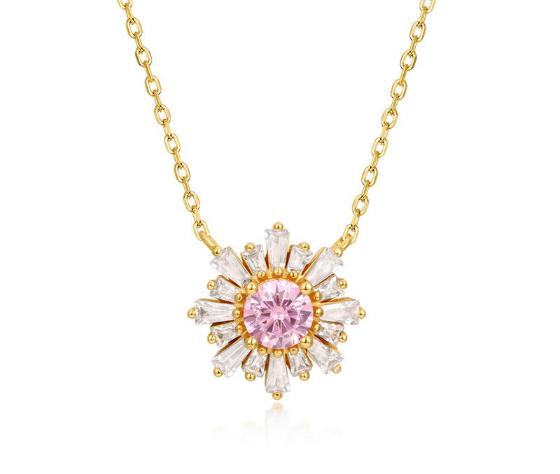 Additional view 2 of the Pink Pavé Sunflower Necklace