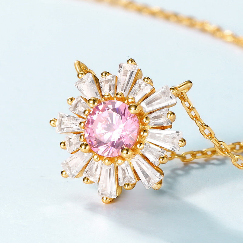 Additional view 7 of the Pink Pavé Sunflower Necklace