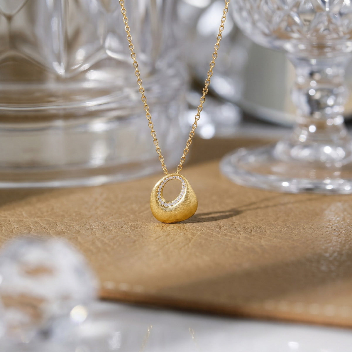 Additional view 4 of the VYLOREN Irregular Brushed Pendant Necklace