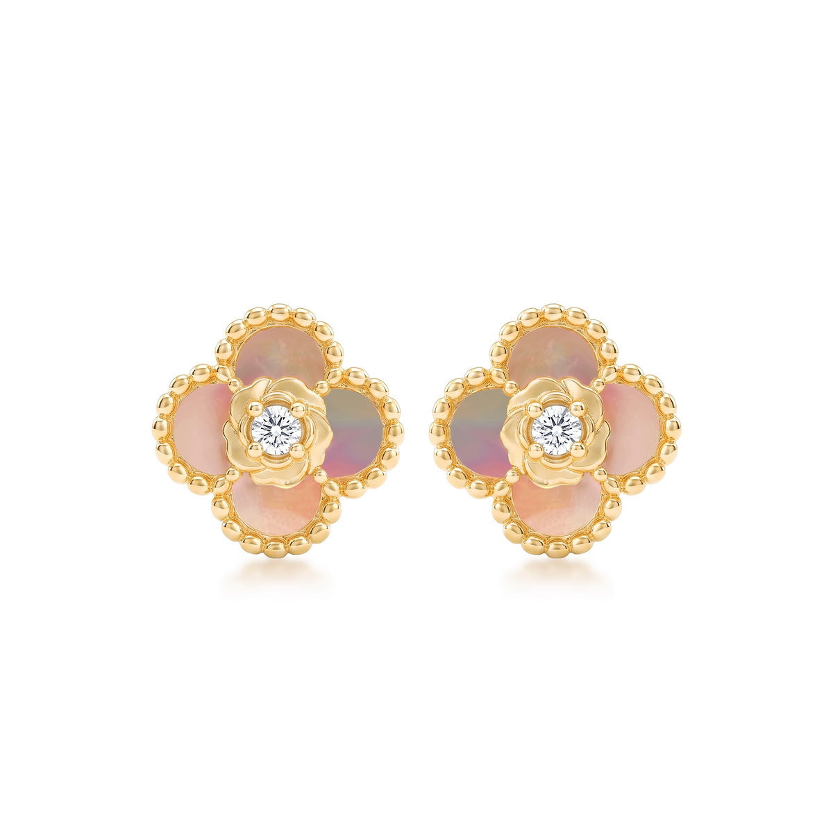 Four-Leaf Clover Shell Earrings in S925 Silver