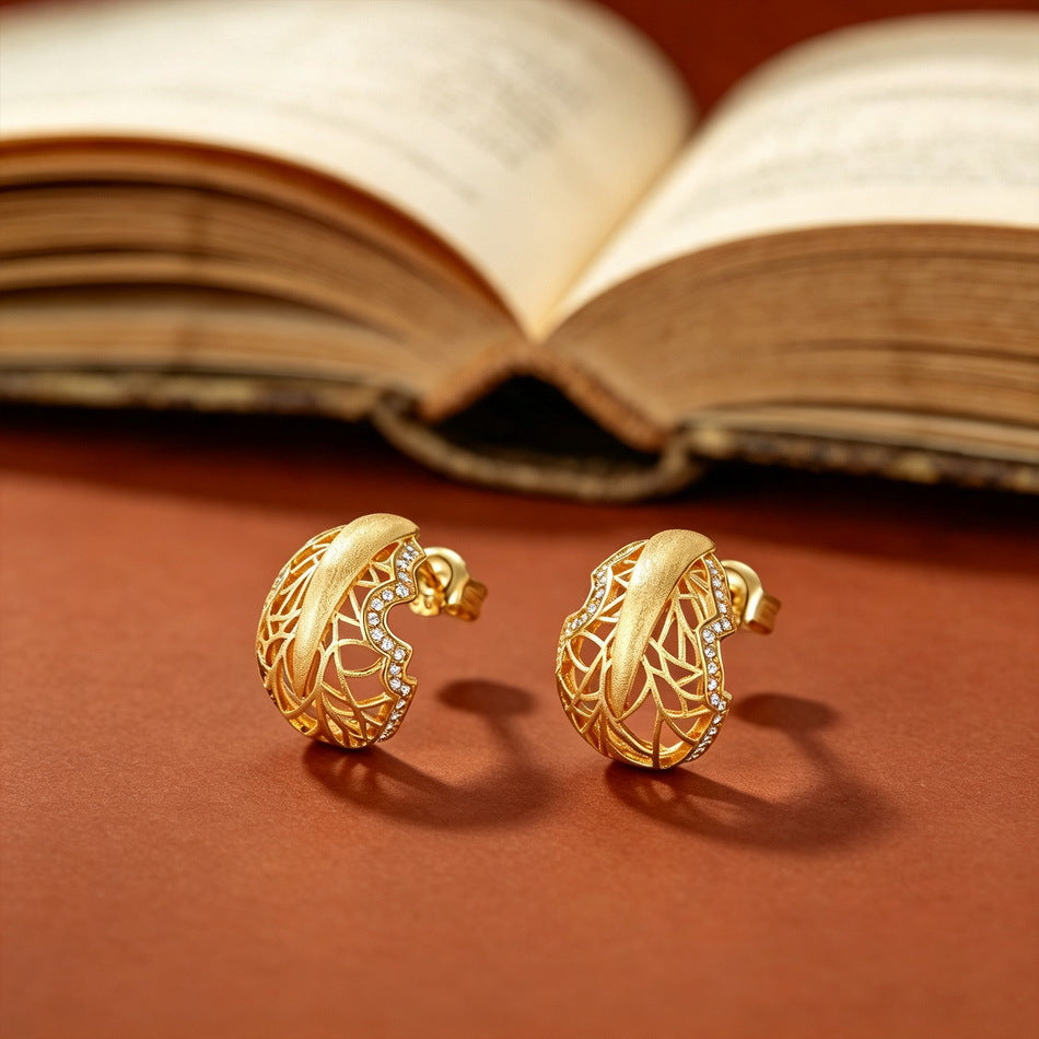 Additional view 4 of the VYLOREN Vintage Lace Leaf Earrings