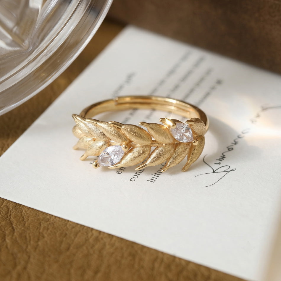 Additional view 4 of the VYLOREN Brushed Wheat Leaf Ring